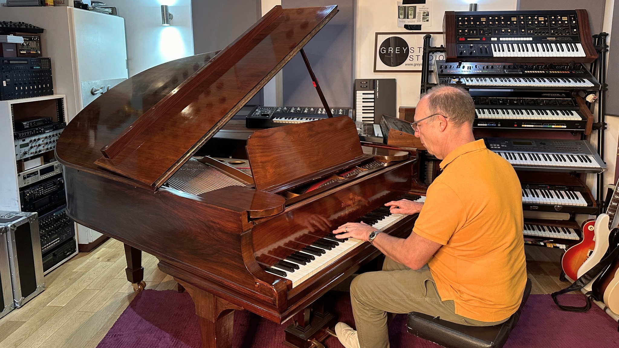 Andy Whitmore playing the Steinway grand piano at Greystoke Studio