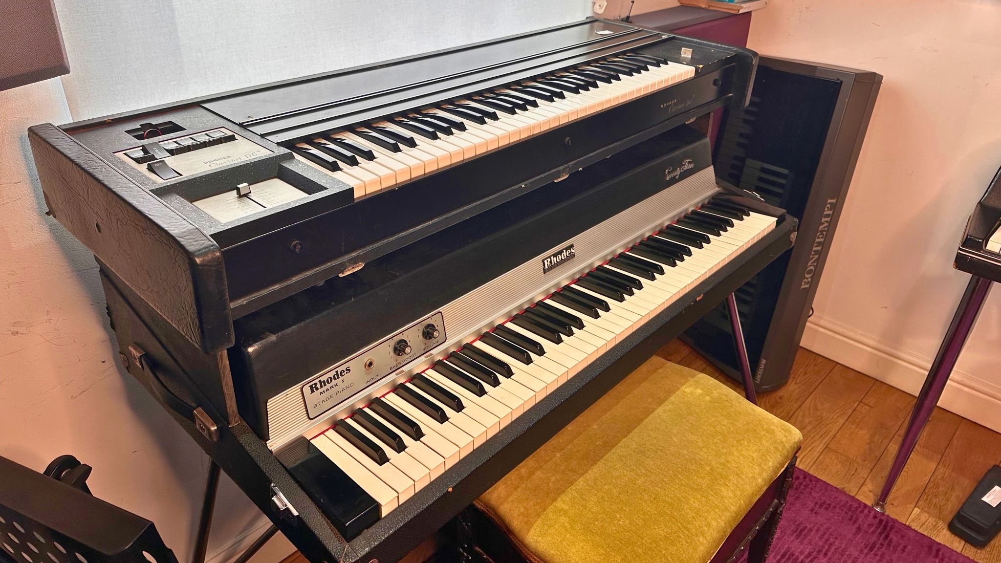 Fender Rhodes piano and Hohner Clavinet at Greystoke Studio