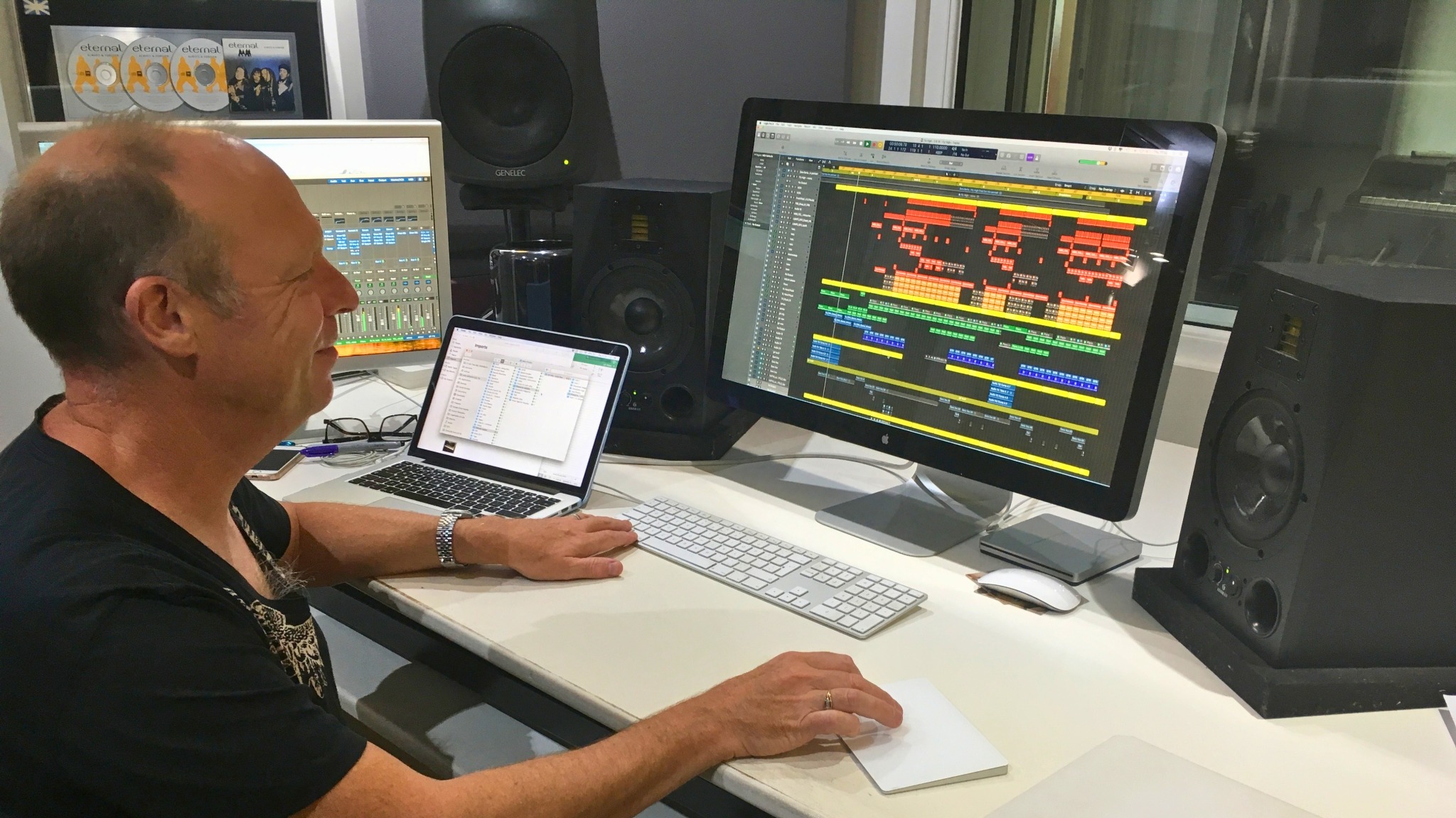 Andy Whitmore producing music at the Greystoke Studio desk