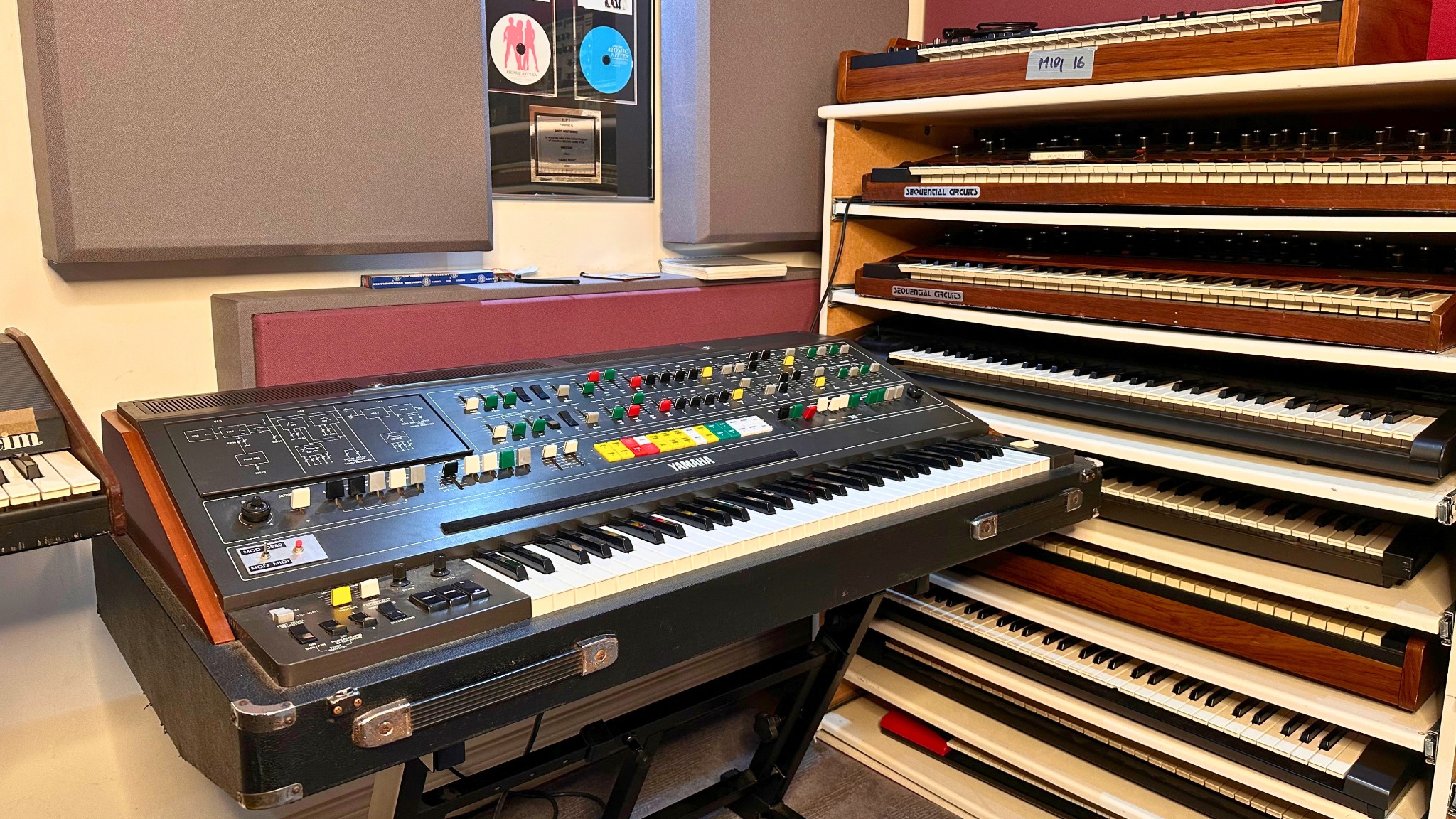 Yamaha CS-80 alongside the vintage synthesizer collection at Greystoke Studio